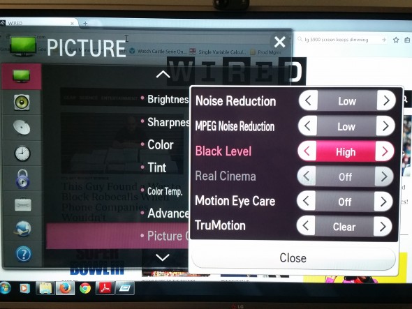 Disable dimming on an LG LB5800